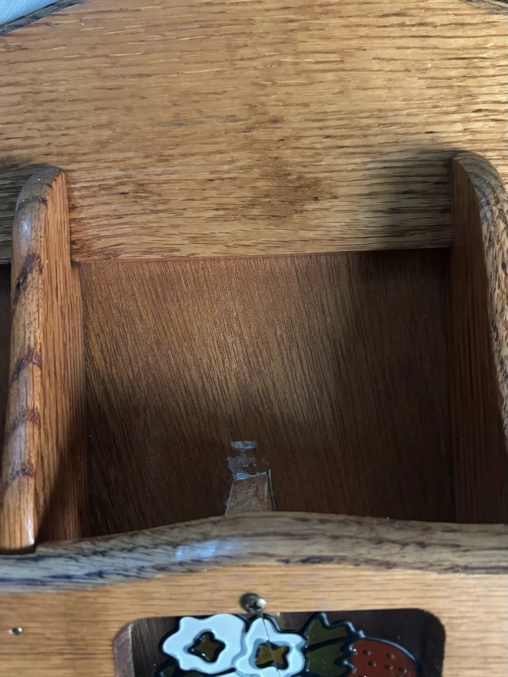 Vintage Wooden Wall Mail & Key Hanger with Strawberry Window Accents Cottagecore